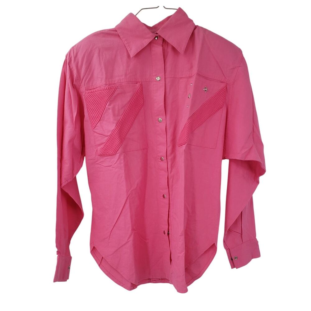 THE TALL COLLECTION 100% Cotton Long Sleeve Button Down Pink Top Womens Size 12